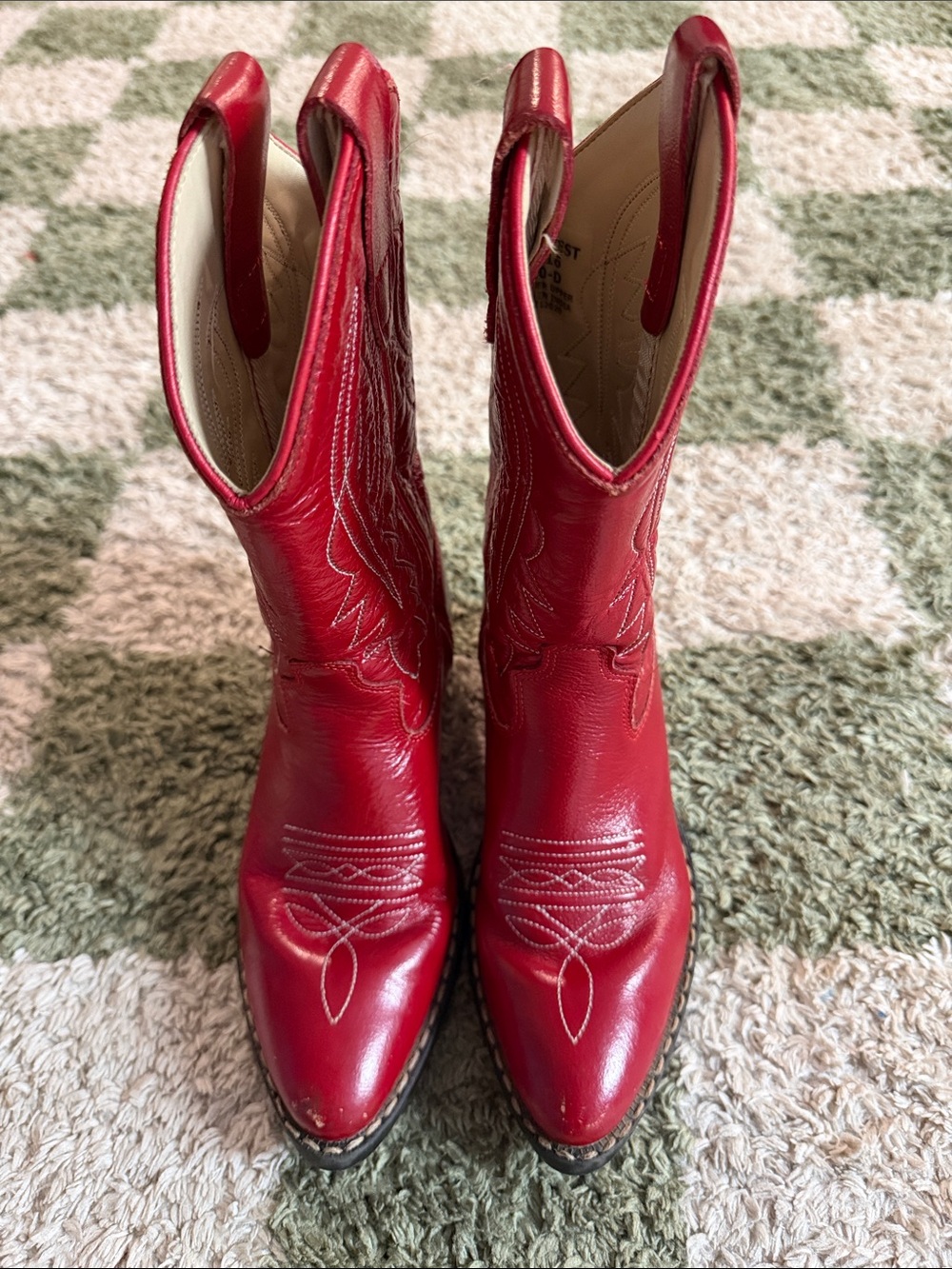 Old West Red Leather Kids Cowboy Boots